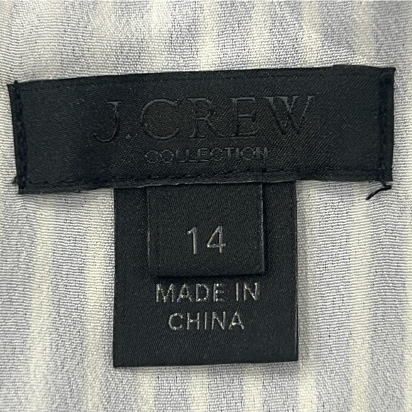 J.Crew Silk Blue White Striped Cold Shoulder High Low Silk Dress Size 14 Women’s - Picture 2 of 7